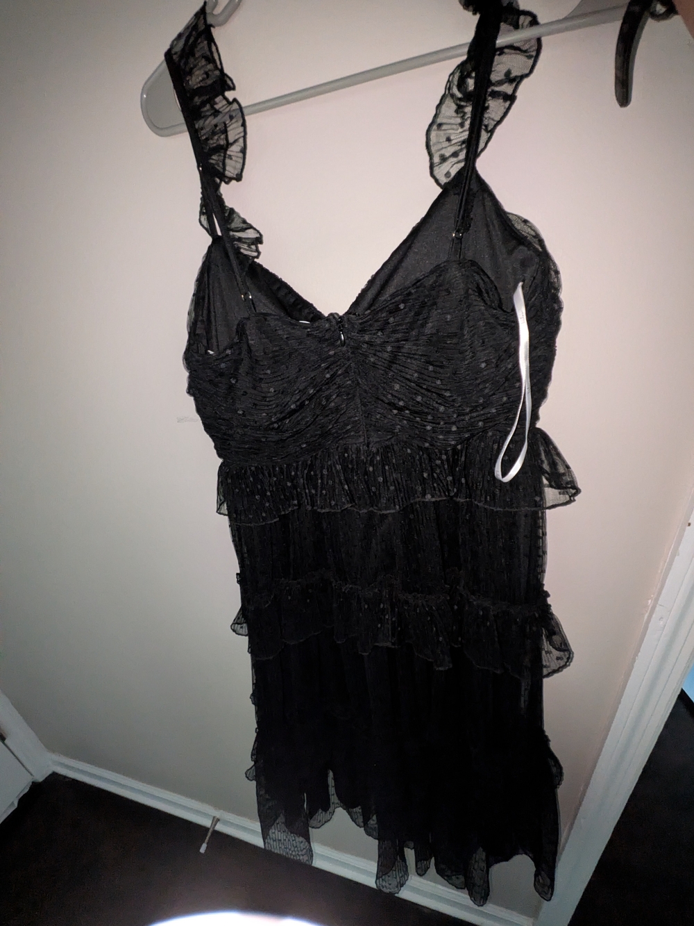 Lulu's Black Ruffled Tiered Midi Dress